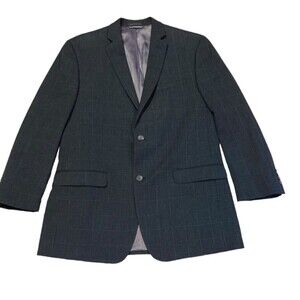 Marc New York Andrew Marc sport suit blazer jacket 42 L dark gray plaid pattern